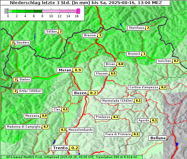 Niederschlag, 16. 8. 2025