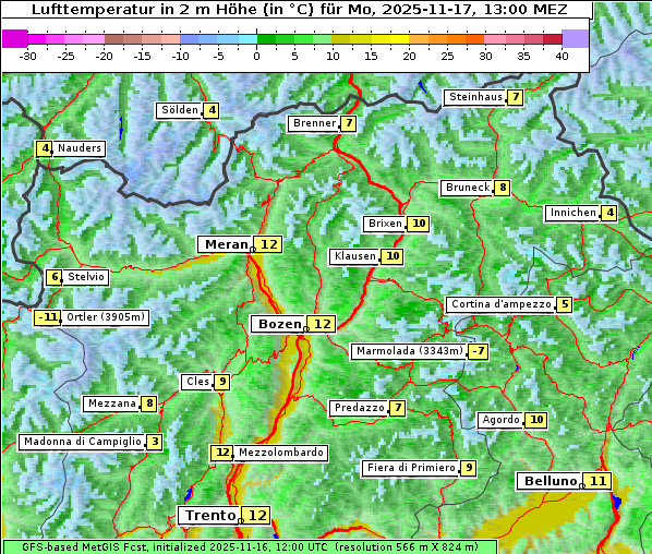 Temperatur, 17. 11. 2025