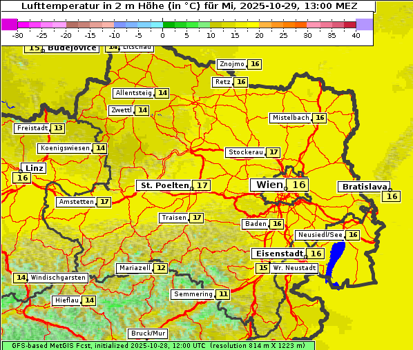 Temperatur, 29. 10. 2025