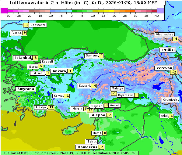 Temperatur, 20. 1. 2026