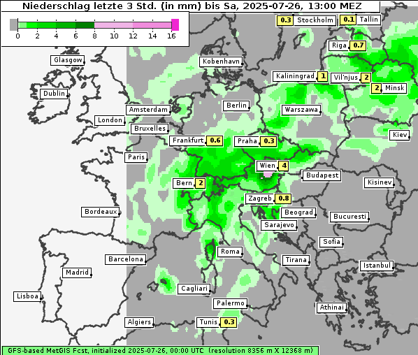 Niederschlag, 26. 7. 2025