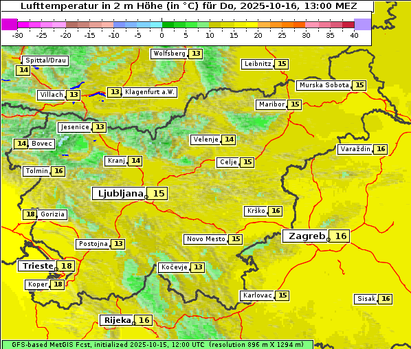 Temperatur, 16. 10. 2025