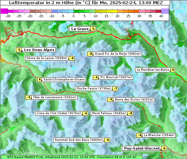 Temperatur, 24. 2. 2025