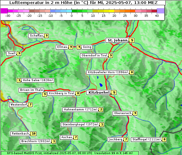 Temperatur, 7. 5. 2025