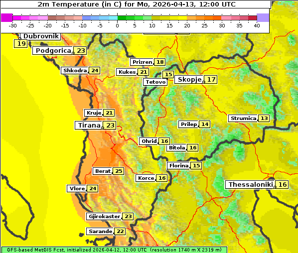 Temperatur, 13. 4. 2026