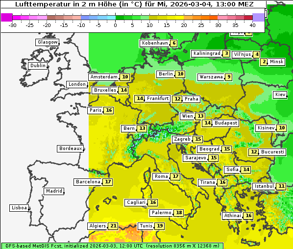 Temperatur, 4. 3. 2026