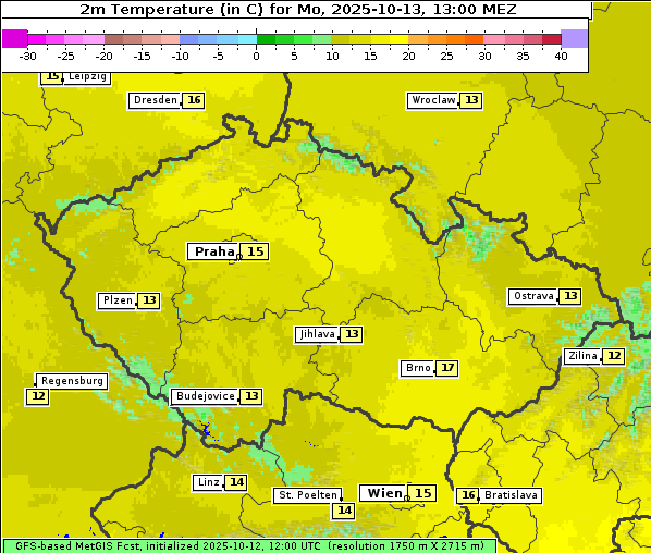 Temperatur, 13. 10. 2025