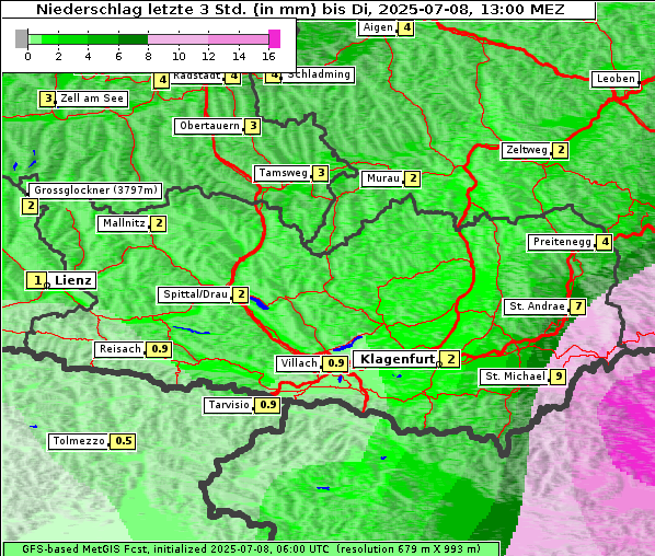 Niederschlag, 8. 7. 2025