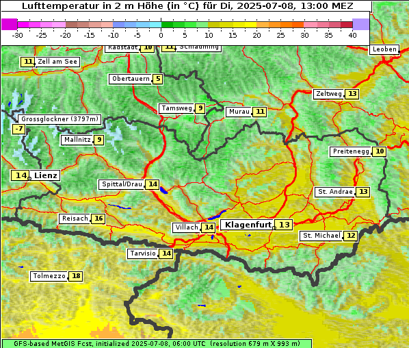 Temperatur, 8. 7. 2025