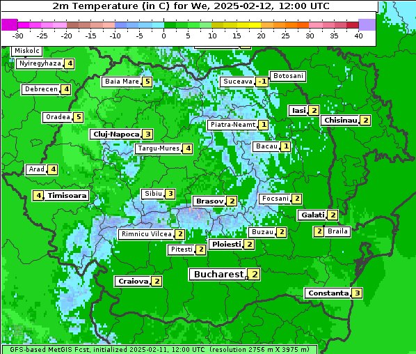 Temperatur, 12. 2. 2025