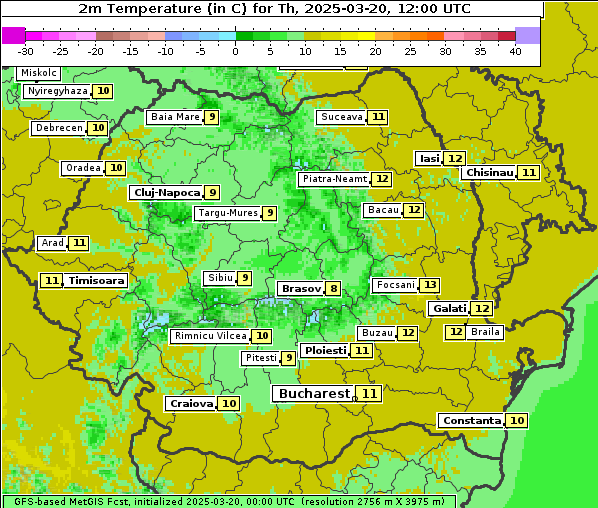 Temperatur, 20. 3. 2025