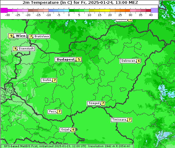 Temperatur, 24. 1. 2025