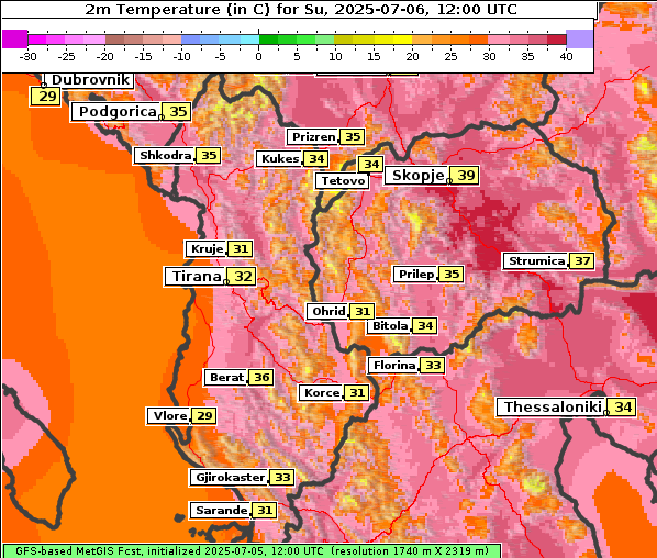 Temperatur, 6. 7. 2025