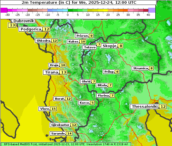 Temperatur, 24. 12. 2025