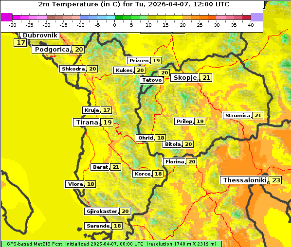Temperatur, 7. 4. 2026