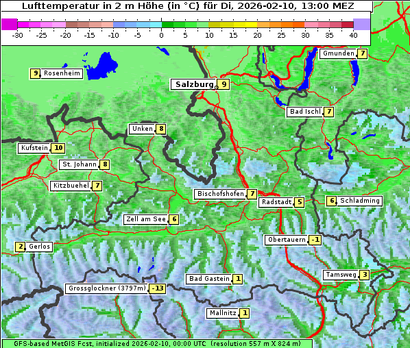 Temperatur, 10. 2. 2026