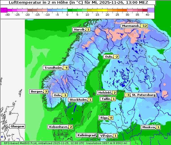 Temperatur, 26. 11. 2025