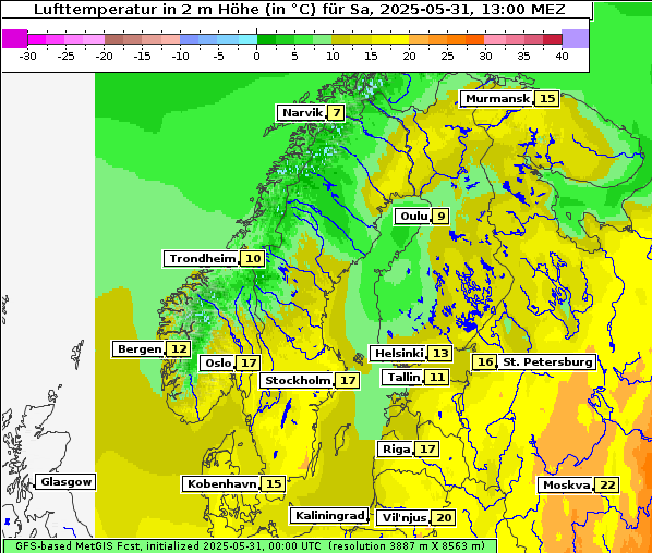 Temperatur, 31. 5. 2025