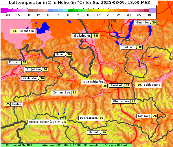 Temperatur, 9. 8. 2025