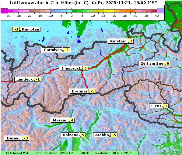 Temperatur, 21. 11. 2025