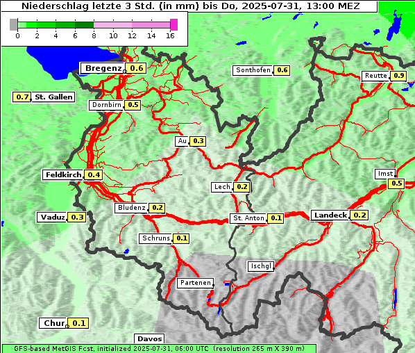 Niederschlag, 31. 7. 2025