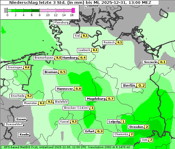 Niederschlag, 31. 12. 2025