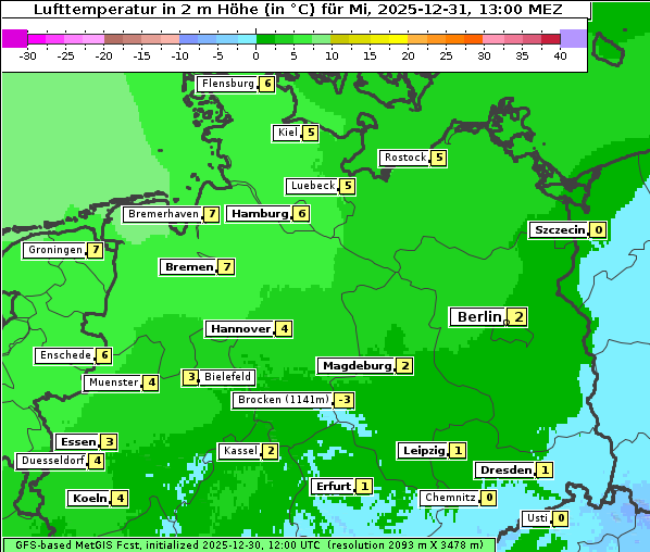 Temperatur, 31. 12. 2025
