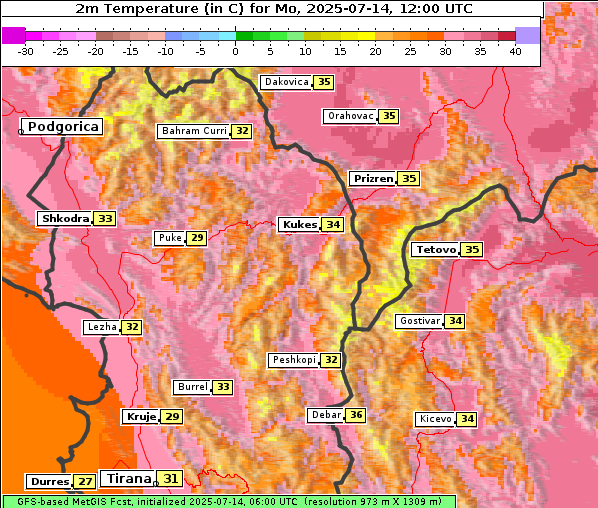 Temperatur, 14. 7. 2025