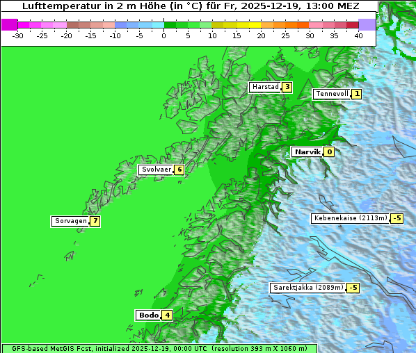 Temperatur, 19. 12. 2025