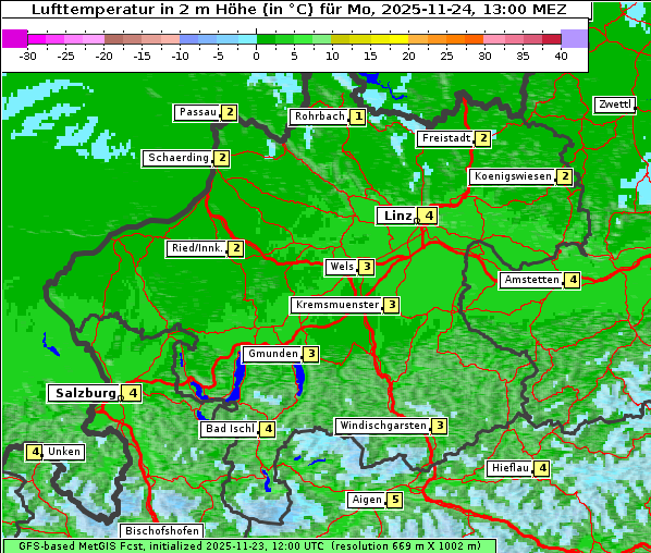 Temperatur, 24. 11. 2025