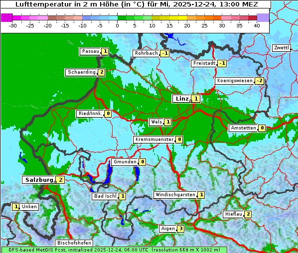Temperatur, 24. 12. 2025