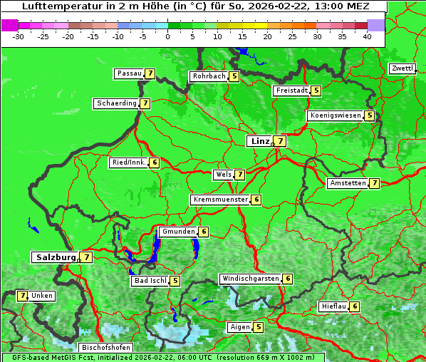 Temperatur, 22. 2. 2026