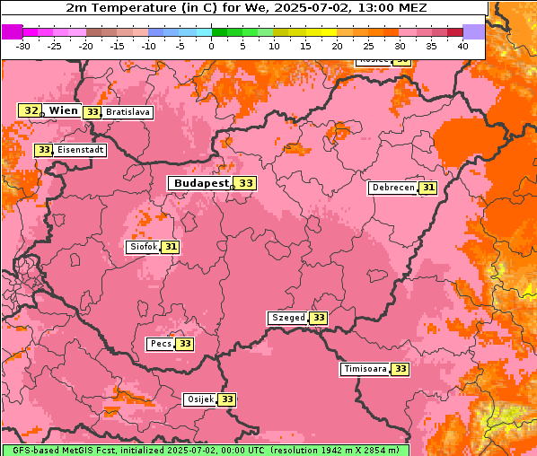Temperatur, 2. 7. 2025