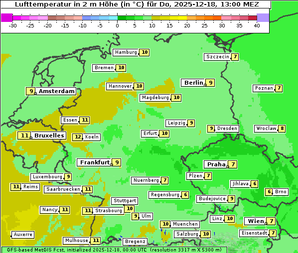 Temperatur, 18. 12. 2025