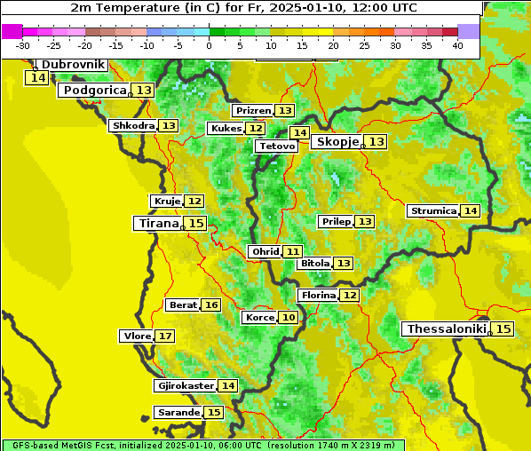 Temperatur, 10. 1. 2025