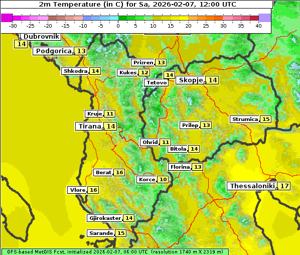 Temperatur, 7. 2. 2026
