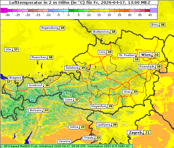 Temperatur, 17. 4. 2026