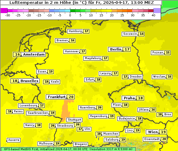 Temperatur, 17. 4. 2026