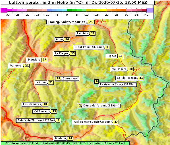 Temperatur, 15. 7. 2025