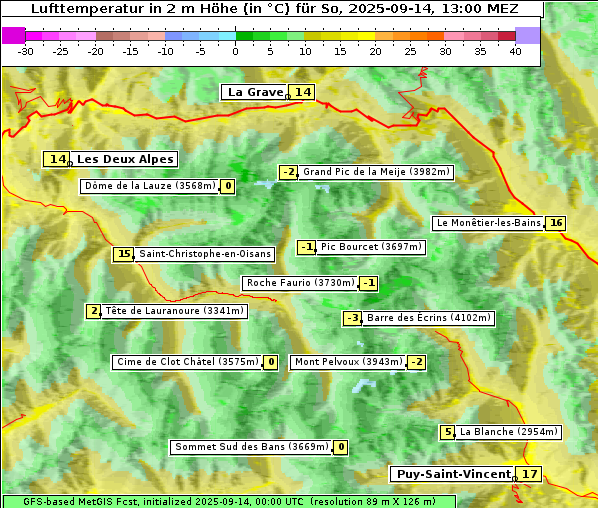 Temperatur, 14. 9. 2025