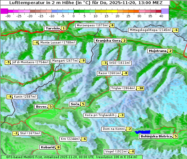 Temperatur, 20. 11. 2025