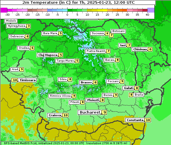 Temperatur, 23. 1. 2025