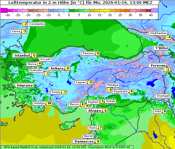 Temperatur, 19. 1. 2026
