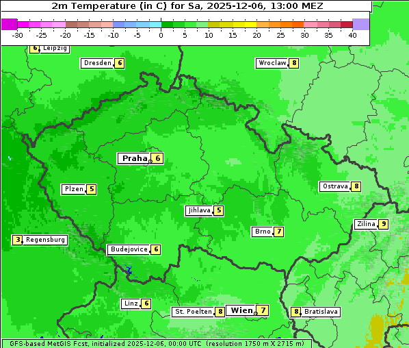 Temperatur, 6. 12. 2025