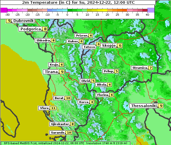 Temperatur, 22. 12. 2024