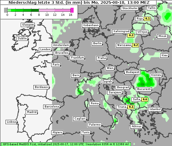 Niederschlag, 18. 8. 2025