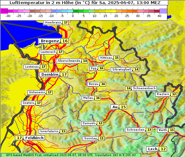 Temperatur, 7. 6. 2025