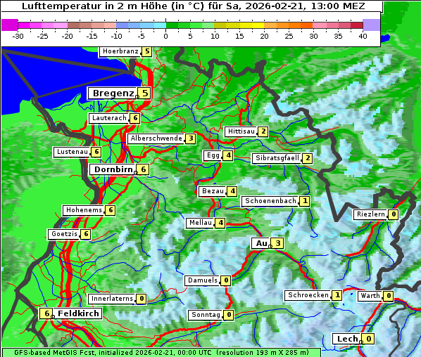 Temperatur, 21. 2. 2026
