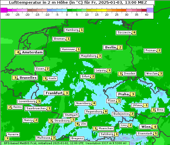 Temperatur, 3. 1. 2025