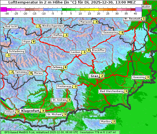 Temperatur, 30. 12. 2025